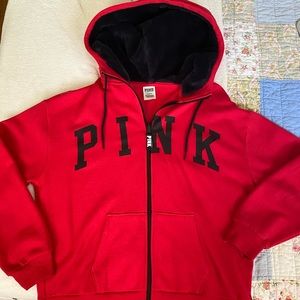 VS PINK Fur Zip up. Size Medium